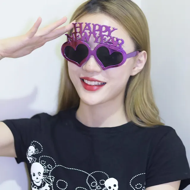 Creative Happy New Year Party Glasses Supplies Photo Props Holiday Dance Dress Up Funny Glasses Purple - Shop at LoveMi