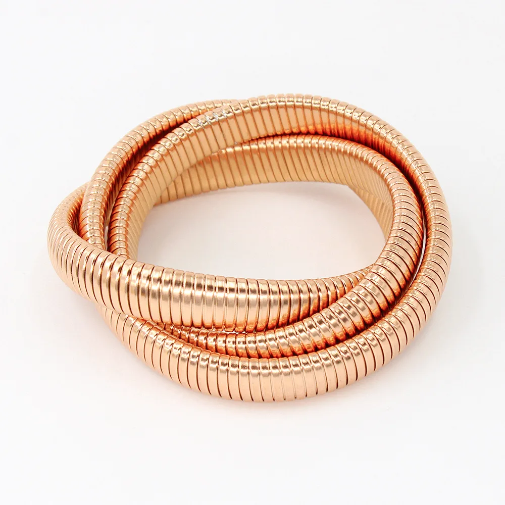 Three-layer Elastic Bracelet Stainless Steel Gold-plated Bracelet - Rose Gold