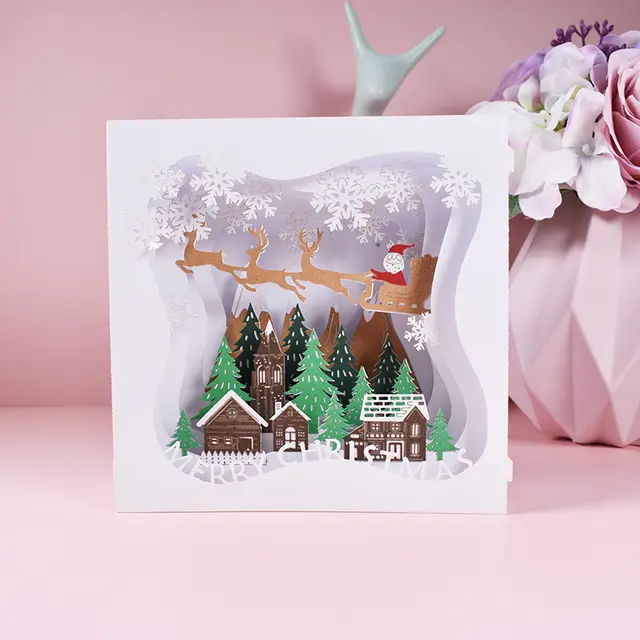 Holiday Greetings New Creative 3D Stereoscopic Greeting Cards Christmas Box - Shop at LoveMi