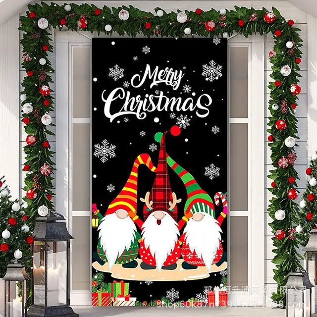Christmas Door Width Happy New Year Santa Claus Door Curtain Background Type A - Shop at LoveMi