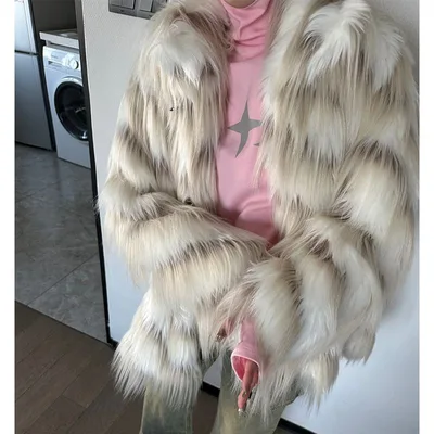 Fashion Retro Long Wool Top Thick Loose White - Shop at LoveMi