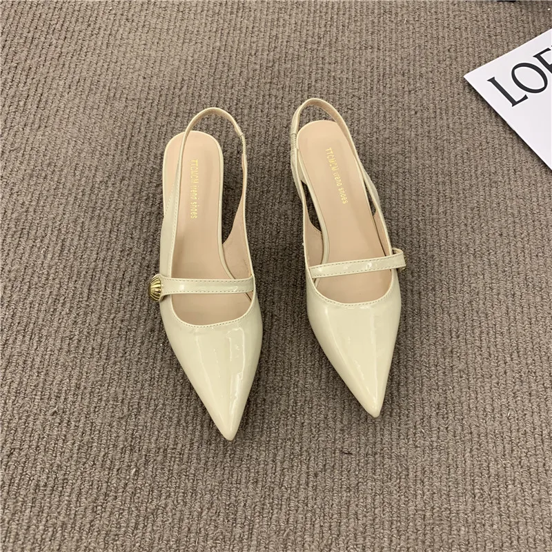 Women's Fashion Simple Chunky Heel Closed Toe Sandals Apricot - Shop at LoveMi