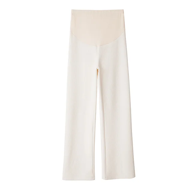 Women's Fleece lined Thickening Wide Leg Pants Straight Creamy White - Shop at LoveMi