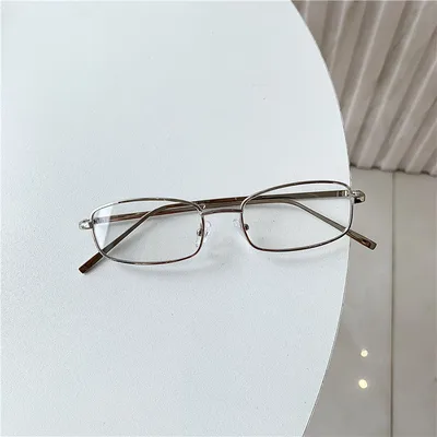 Sunglasses Eyes Trendy Small Frame Rectangular Golden Edge Silver Frame Transparent Sheet - Shop at LoveMi