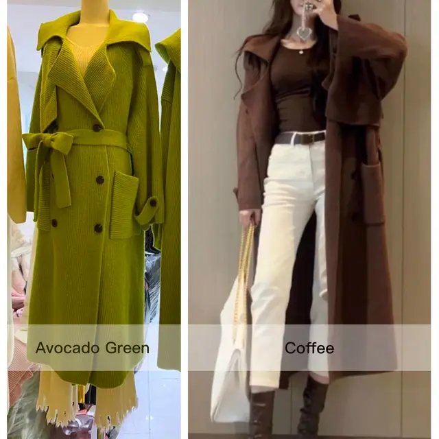 High end Thickened Long Heavy duty Windbreaker Sweater Jacket With Loose Design And Lazy Style Knitted Cardigan For Women In Autumn And Winter Coffee - Shop at LoveMi