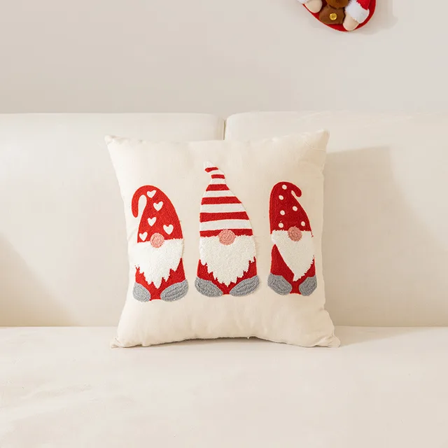 Christmas Towel Embroidery Pillow Cover Holiday Home Decoration Beige Dwarf - Shop at LoveMi
