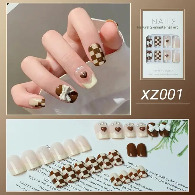 Nail Beauty New Hand painted Fake Nail Tip Tulip Patch Xz001 Glue - Shop at LoveMi