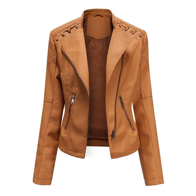 Youth Fashion European And American Women's Clothing Leather Short Jacket - Camel