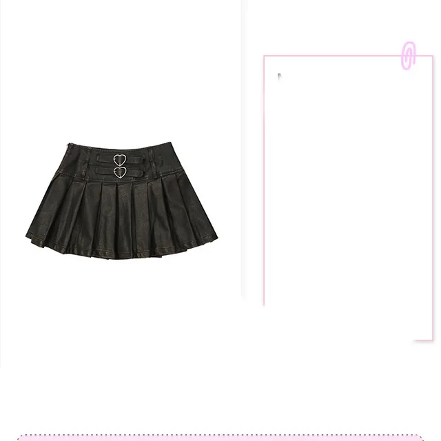 Women's Retro Loose Fitting Cotton Clothes Black Leather Skirt - Shop at LoveMi