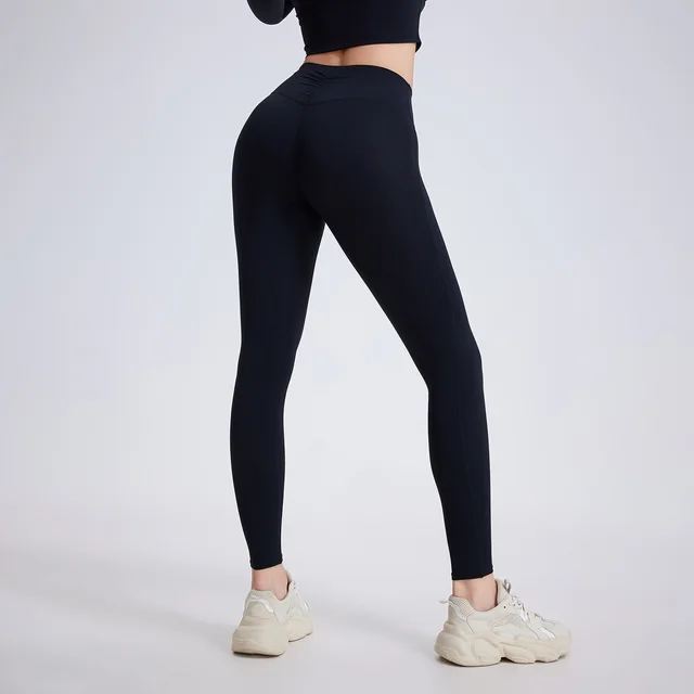 No Embarrassment Line High Waist Pleated Pocket Cloud Feeling Yoga Pants Black - Shop at LoveMi