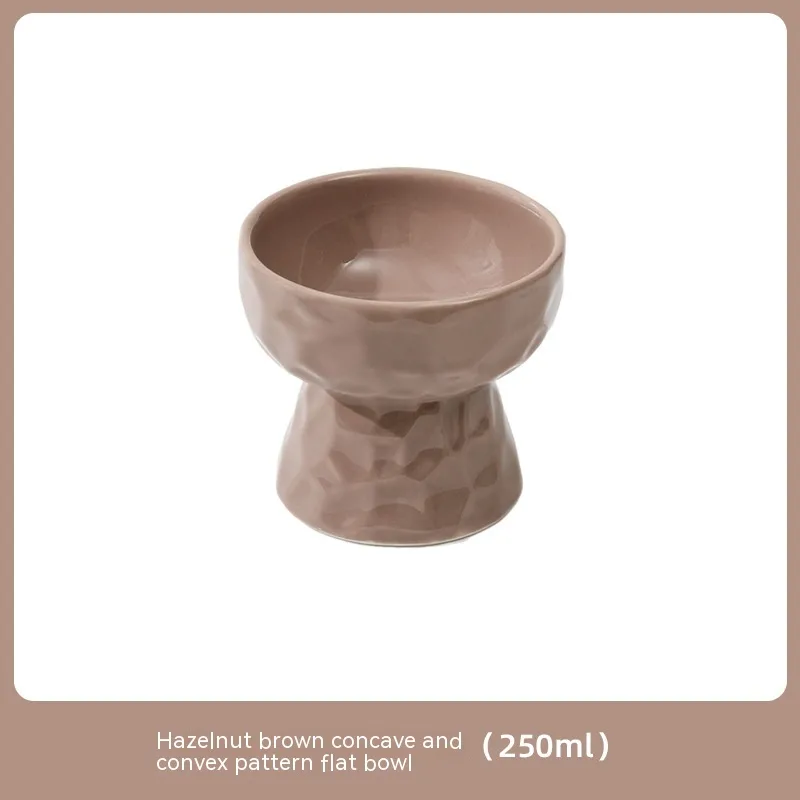 Ceramic High Leg Cervical Support Oblique Bowl - Flat Bowl Filbert Brown