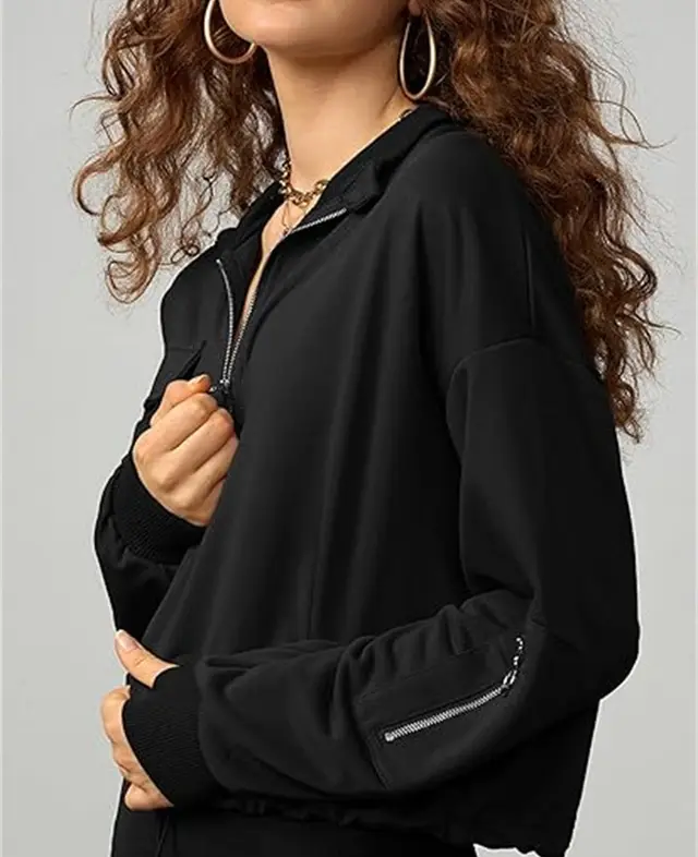 Women's Long Sleeve Casual Sweatshirt Black - Shop at LoveMi