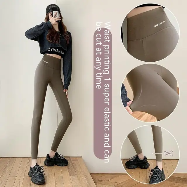 Cloud Feeling Thin Velvet Shark Pants Autumn And Winter Fleece lined Thick Leggings Thin Brown - Shop at LoveMi