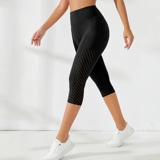 European And American High Waist Belly Contracting Cropped Pants Slim Fit Slimming Leggings Women's Black - Shop at LoveMi