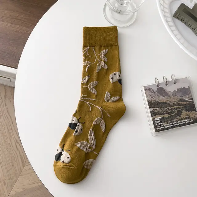 Retro Artistic Personality Flower Mushroom Tube Socks Ladybug - Shop at LoveMi