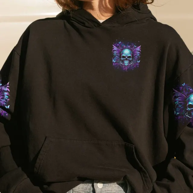 Women's Printed European And American Velvet Hooded Sweater Black - Shop at LoveMi