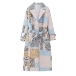 Contrast Color Retro Pocket Waistband Cotton-padded Coat - Color-M