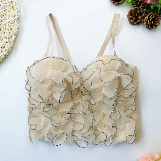 Diamond embedded Wave Lace Sling With Steel Ring Fishbone Waist Girdle Skin Color - Shop at LoveMi