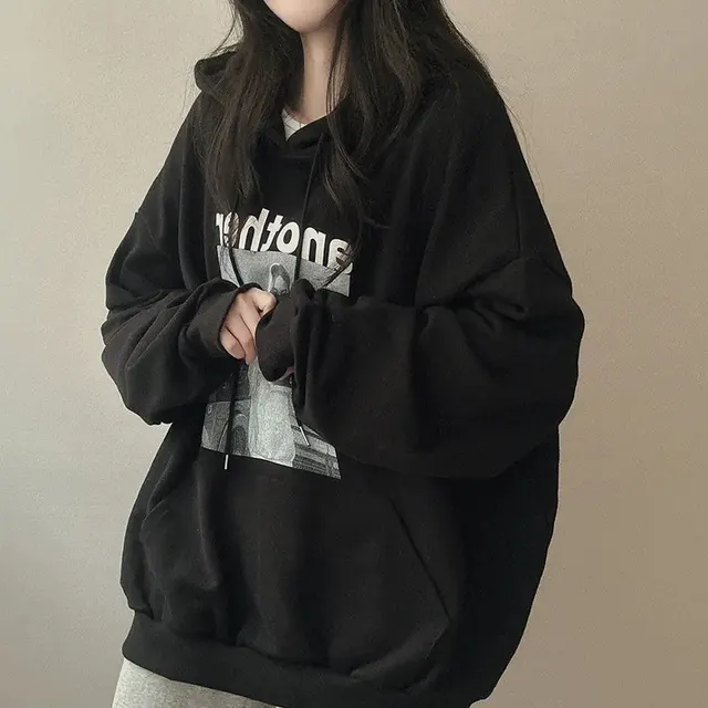 Heavy Hooded Sweater Women's Korean 3D Pattern Fleece lined Black - Shop at LoveMi