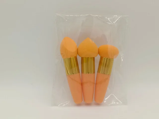 Three Brushes Set Sponge Beauty Blender Cushion Compact Wet And Dry Dual use Beauty Blender Makeup Tools Orange - Shop at LoveMi