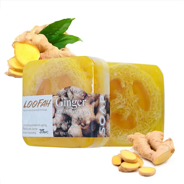 Transparent Handmade Plant Essential Oil Soap Luffa Ginger With Label - Shop at LoveMi