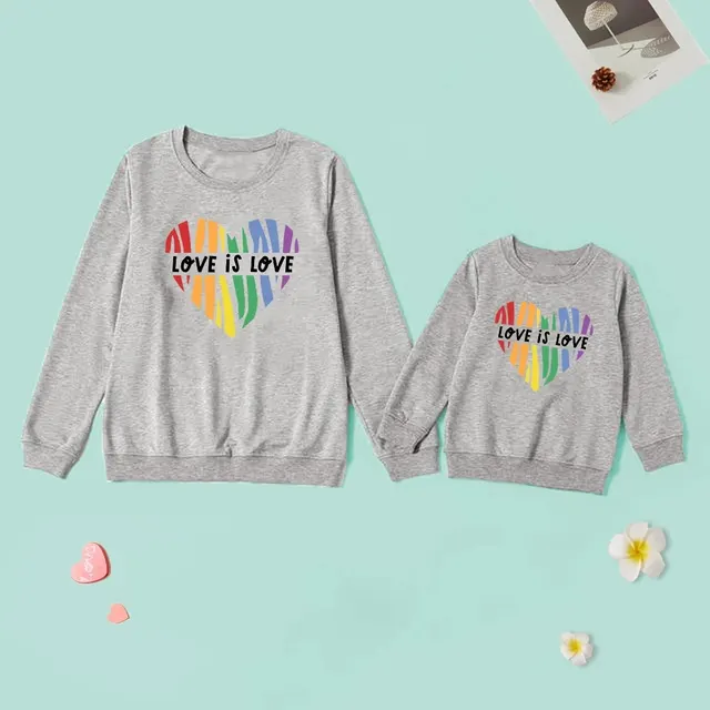 Letter Printed Parent-child Sweater Mother And Daughter Matching Clothes Three Colors - Gray