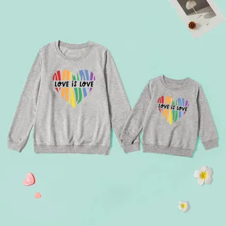 Letter Printed Parent-child Sweater Mother And Daughter Matching Clothes Three Colors - Gray