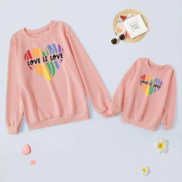 Letter Printed Parent child Sweater Mother And Daughter Matching Clothes Three Colors Pink - Shop at LoveMi
