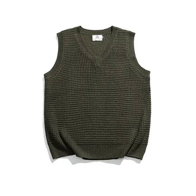 Japanese Autumn Loose Knit Casual Vest Army Green - Shop at LoveMi