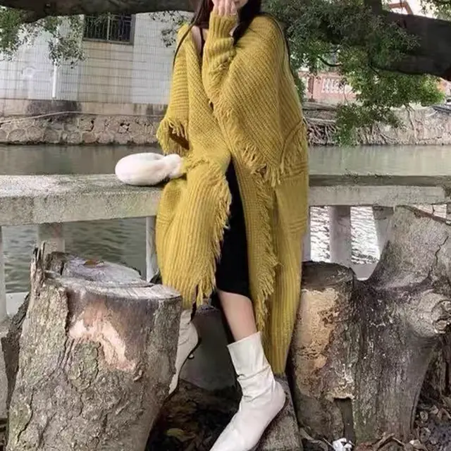 Long Alpaca Wool Sweater Coat, Women's Soft And Waxy Jacket, Hand Knit Sweater Cardigan, Loose Korean Style, Knitwear, Womens Clothing Green - Shop at LoveMi