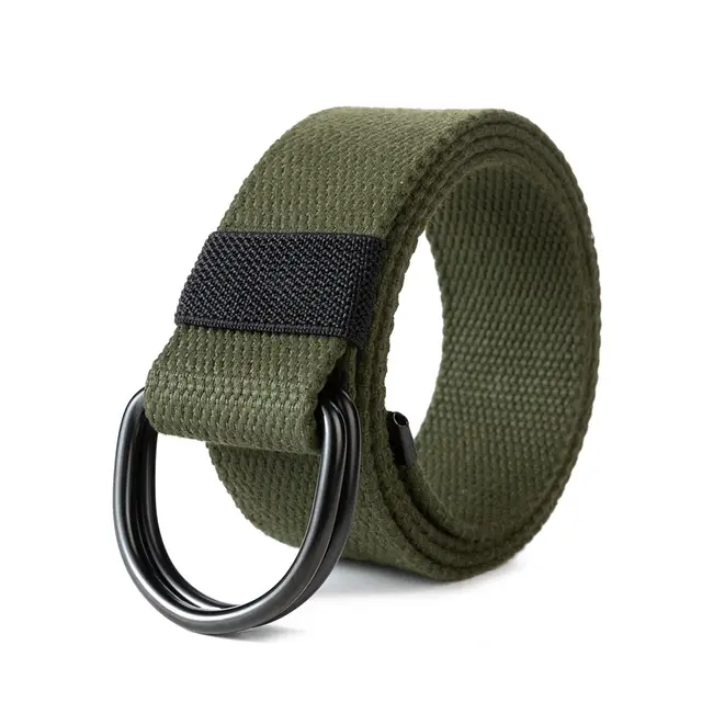 Double Ring Buckle Belt Men And Women Army Green - Shop at LoveMi