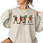 Ladies New Christmas Pattern Printing Casual Sweatshirt - Ivory White