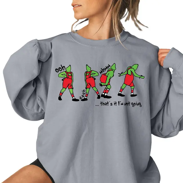 Ladies New Christmas Pattern Printing Casual Sweatshirt Silver Gray - Shop at LoveMi
