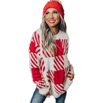 Casual Style Loose Sweater For Women - Red