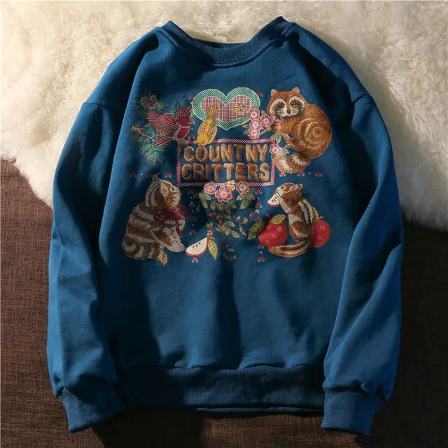 Stand Collar Embroidery Sweater Coat For Women Blue - Shop at LoveMi