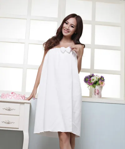Ultra fine Top Bow Wearable Beauty Salon Bath Towels White - Shop at LoveMi