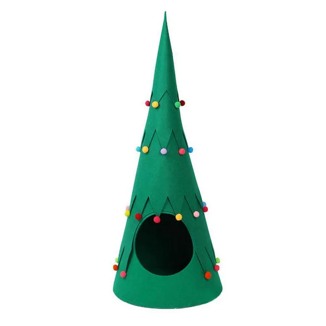 Pet Felt Christmas Tree Foldable Tent Dogs And Cats Semi closed Four Seasons Universal Green - Shop at LoveMi