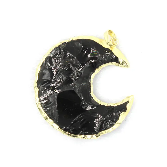 Star Moon Faceted Pendant White Crystal Golden Obsidian Moon - Shop at LoveMi