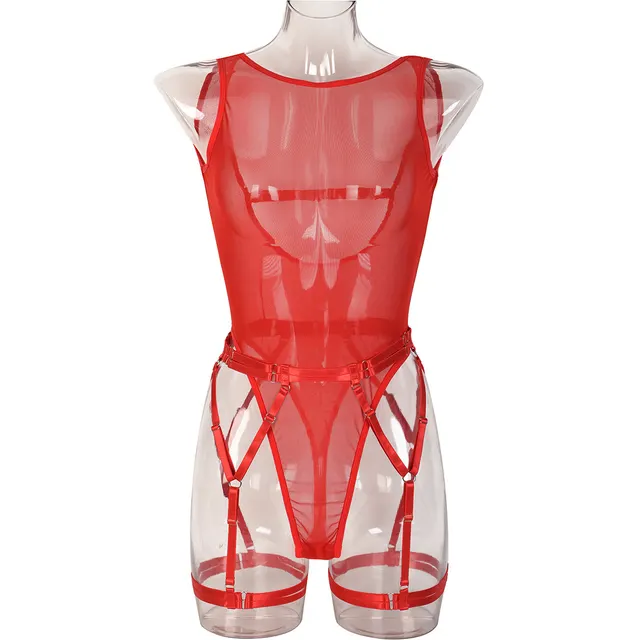 Stylish Women's Backless Mesh Color Matching Jumpsuit Allred - Shop at LoveMi