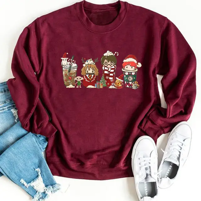 Women's Magic Wizard Christmas Sweatshirt Wine Red - Shop at LoveMi