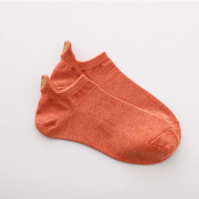 Heel Ear Love Embroidery Women's Boat Socks Orange - Shop at LoveMi