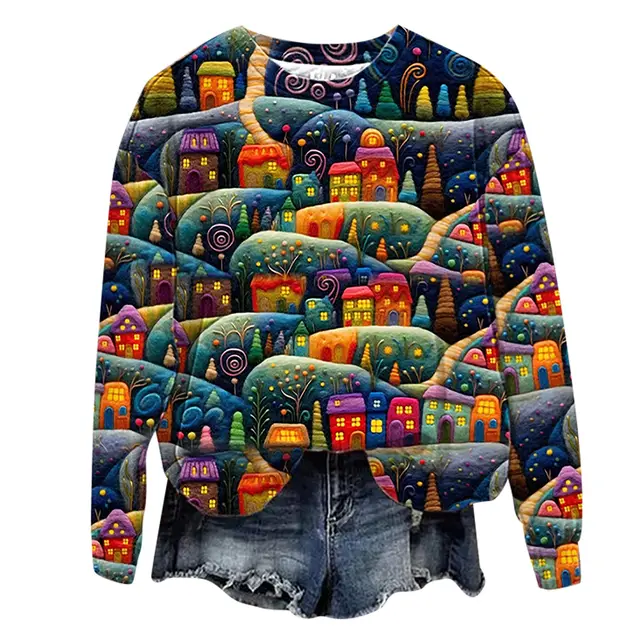 Autumn And Winter 3D Digital Printing Christmas Round Neck Top Ymx23103015344 - Shop at LoveMi