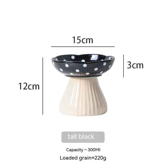 High Foot Protection Anti Roll Pet Products Cat Bowls High Foot Black Mushroom - Shop at LoveMi