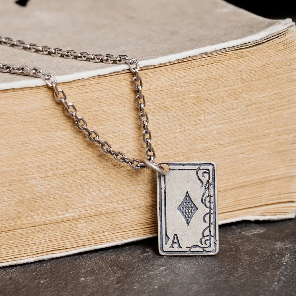 925 Sterling Silver Poker Pendant Vintage Distressed Tag Pendant Without Chain - Shop at LoveMi