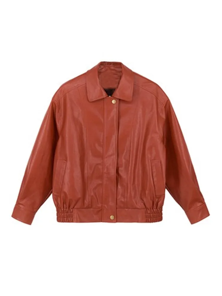 Short Loose Red Pu Coat For Women Red - Shop at LoveMi