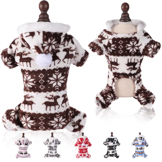 Puppy Clothes Super Soft Coral Fleece Pet Clothes Christmas Outfit Brown - Shop at LoveMi