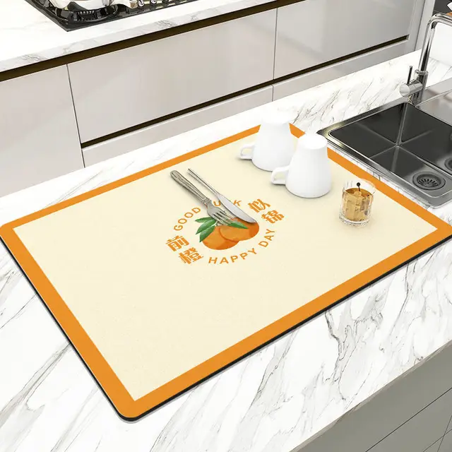 Kitchen Household Dining Table Table Wash free Mat Front Orange Brocade - Shop at LoveMi