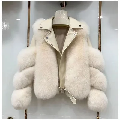 Women's Clothing Imitation Fur Women's Motorcycle Clothing Coat Autumn And Winter Young Coat Apricot - Shop at LoveMi
