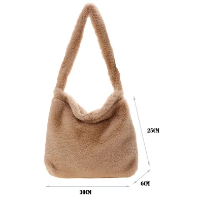 Portable Plush Handbag For Women Khaki - Shop at LoveMi