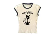 Gothic Street T-shirt Women's Printed Black Top - White